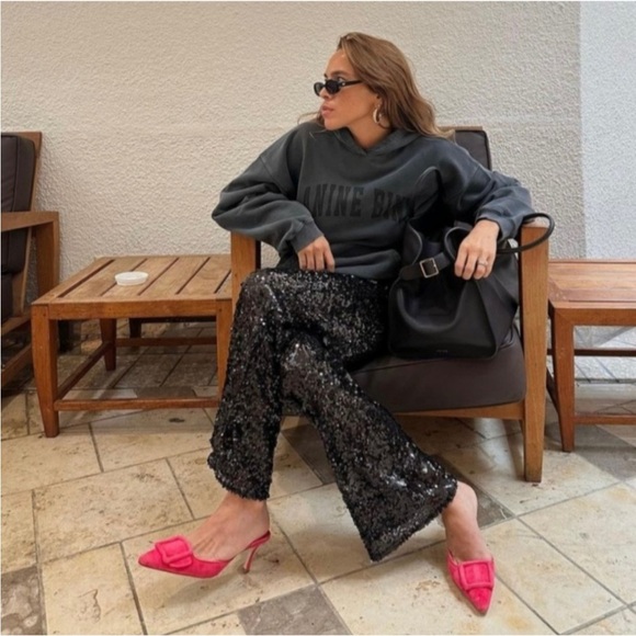 Zara sequined high rise flare size small NWOT Blogger’s Favorite - Picture 3 of 13